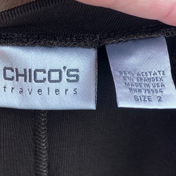 Chico's Travelers Dark Brown A-Line Midi Skirt Size L Slinky - Picture 5 of 7